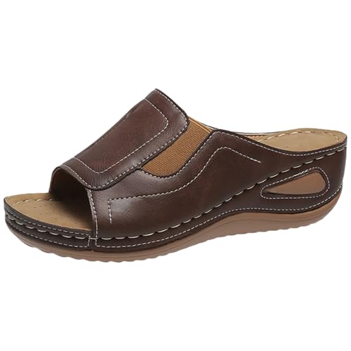 NAKEAH Iberisboutique Sandalen, bequeme orthopädische flache Sandalen für Damen, Damen-Plateausandalen mit Fußgewölbeunterstützung (10,Brown) von NAKEAH