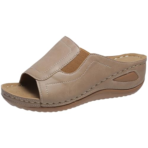 NAKEAH Iberisboutique Sandalen, bequeme orthopädische flache Sandalen für Damen, Damen-Plateausandalen mit Fußgewölbeunterstützung (11,Beige) von NAKEAH