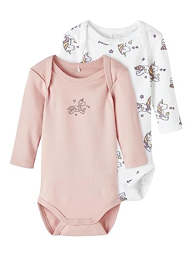 NAME IT Baby-Mädchen NBFBODY 2P LS Unicorn NOOS Body, Bright White, 68 von NAME IT