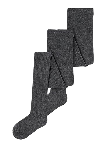 NAME IT Unisex Kinder nknpantybroek rib 2p noos Strumpfhose, Dark Grey Melange, 110-116 EU von NAME IT