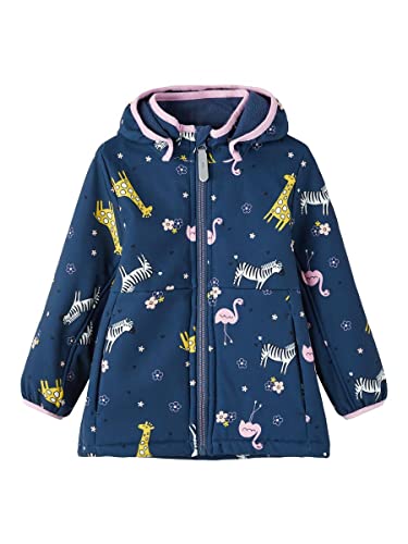 NAME IT Girl's NMFMALTA Softshell Jacket Animal FO Jacke, Insignia Blue, 80 von NAME IT