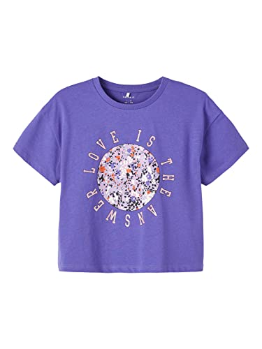NAME IT Girl's NKFBOLETTE SS Loose Short TOP Kurzärmeliges Shirt, Purple Corallites, 116 von NAME IT