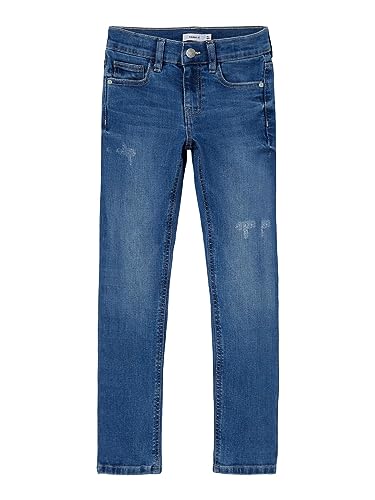 NAME IT Girl's NKFSALLI Slim Jeans 1114-MT NOOS Jeanshose, Medium Blue Denim, 146 von NAME IT