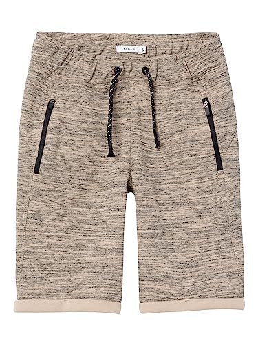 NAME IT Jungen Lange Sweat-Shorts NkmScott Kurze Sweat-Jogger Pants Kinder, Farbe:Beige, Größe:128 von NAME IT