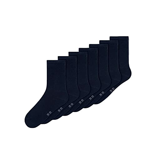 NAME IT Unisex Nknsock 7p Solid Noos Socken, Dark Sapphire, 31-33 EU von NAME IT