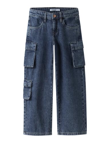 NAME IT Mädchen Nkfbella Wide Cargo Jeans 8772-Be Noos, Dark Blue Denim, 140 NAME IT Mädchen Nkfbella Wide Cargo Jeans 8772-Be Noos, Dark Blue Denim, 140 von NAME IT