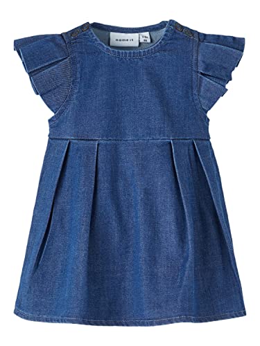 name it Baby Girls NBFDANA CS DNM Dress 2786-AS D Kleid, Medium Blue Denim, 74 von NAME IT