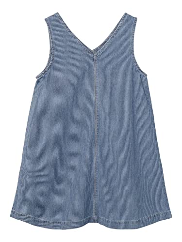 name it Girl's NKFFRIDA SL Loose DNM Dress 2717-IP F Kleid, Medium Blue Denim/Stripes:White, 152 von NAME IT