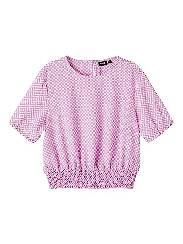 name it Girl's NLFECKALI SS Crop TOP T-Shirt, Lilac Chiffon/Checks:Checks, 146/152 von NAME IT