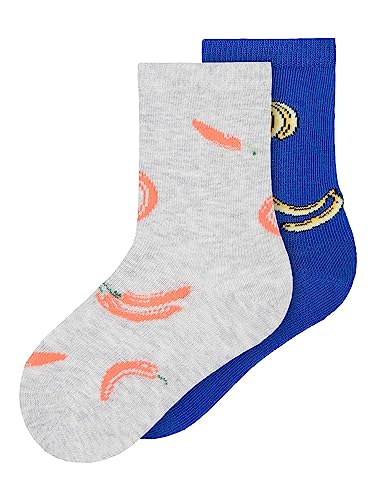 name it Men's NMMDEAN 2P Socken, Surf The Web/Pack:Light Grey Melange, 19/21 von NAME IT