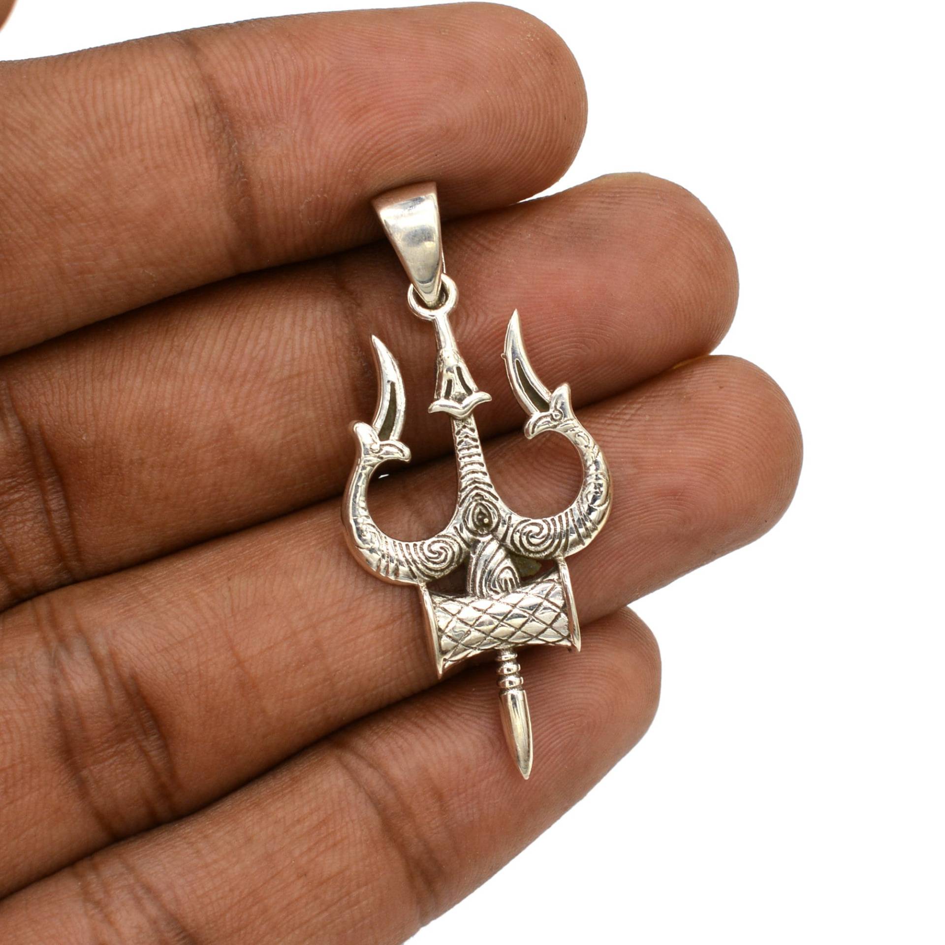 925 Solid Sterling Silver Pendant - Lord Shiva Trident Pendant, Hindu Idol Shiva, Christmas Gift 925 Solid Sterling Silver Pendant - Lord Shiva Trident Pendant, Hindu Idol Shiva, Christmas Gift von NAMOSILVERCREATION