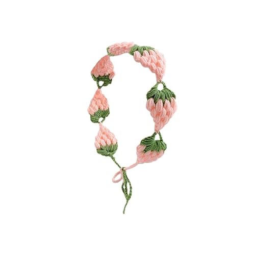 Blle Handgewebte Erdbeere, 100% handgefertigt, gehäkeltes Haarbandana, Haarschal, Dreiecks-Stirnbänder, Häkel-Haarband, Kopftuch für Frauen und Mädchen von NANZU