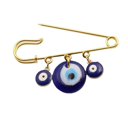 Glazed Blue Eyes Pendant Golden -Colored Safety Pin Evil Eye Brooch Pendant Brooch Pin For Women Men Brooch Lapel Pin Badge von NANZU