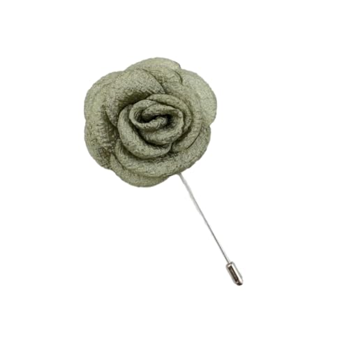 NANZU 5 * 10 cm 5/10 Stück Silber Falten Satin Blume Anstecknadel Abzeichen Blumen Corsage Satin Rose Blume/Rosen Anstecknadel Brosche Pin für Männer Frauen von NANZU