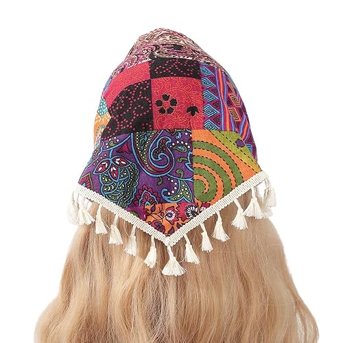 Totem-Spitze gehäkeltes Haar-Bandana, dreieckiger Schal mit Quaste, dreieckige Stirnbänder, gehäkeltes Haarband, Kopftuch für Frauen und Mädchen von NANZU