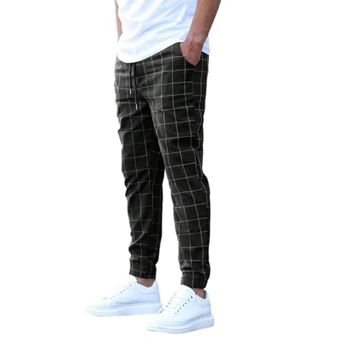 NARUPE Lässige Herren-Hose mit Kordelzug, kariert, Stretch, schmale Passform, Skinny-Hose, kariert, für Herren, Business-Anzughose, Schwarz , S NARUPE Lässige Herren-Hose mit Kordelzug, kariert, Stretch, schmale Passform, Skinny-Hose, kariert, für Herren, Business-Anzughose, Schwarz , S von NARUPE