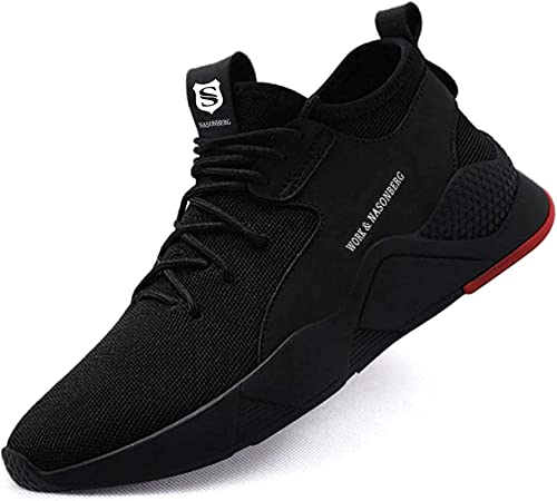 NASONBERG Arbeitsschuhe Herren Damen Sicherheitsschuhe Stahlkappen Schutzschuhe Leicht Stahlkappenschuhe Sportlich Arbeitsschutzschuhe Unisex (D Schwarz 37EU) von NASONBERG