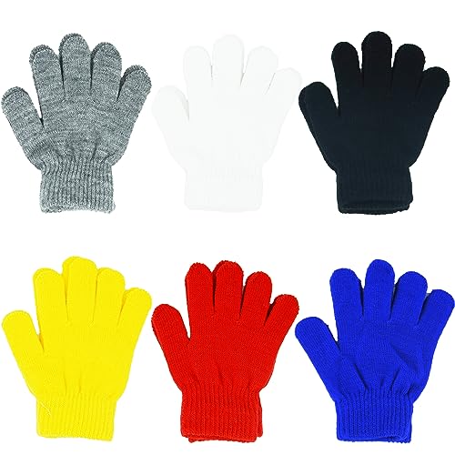 NATUST 6 Paare Kinderhandschuhe Volltonfarbe Wintermodelle gestrickt Stretch-Vollfinger Handschuhe SET02 von NATUST