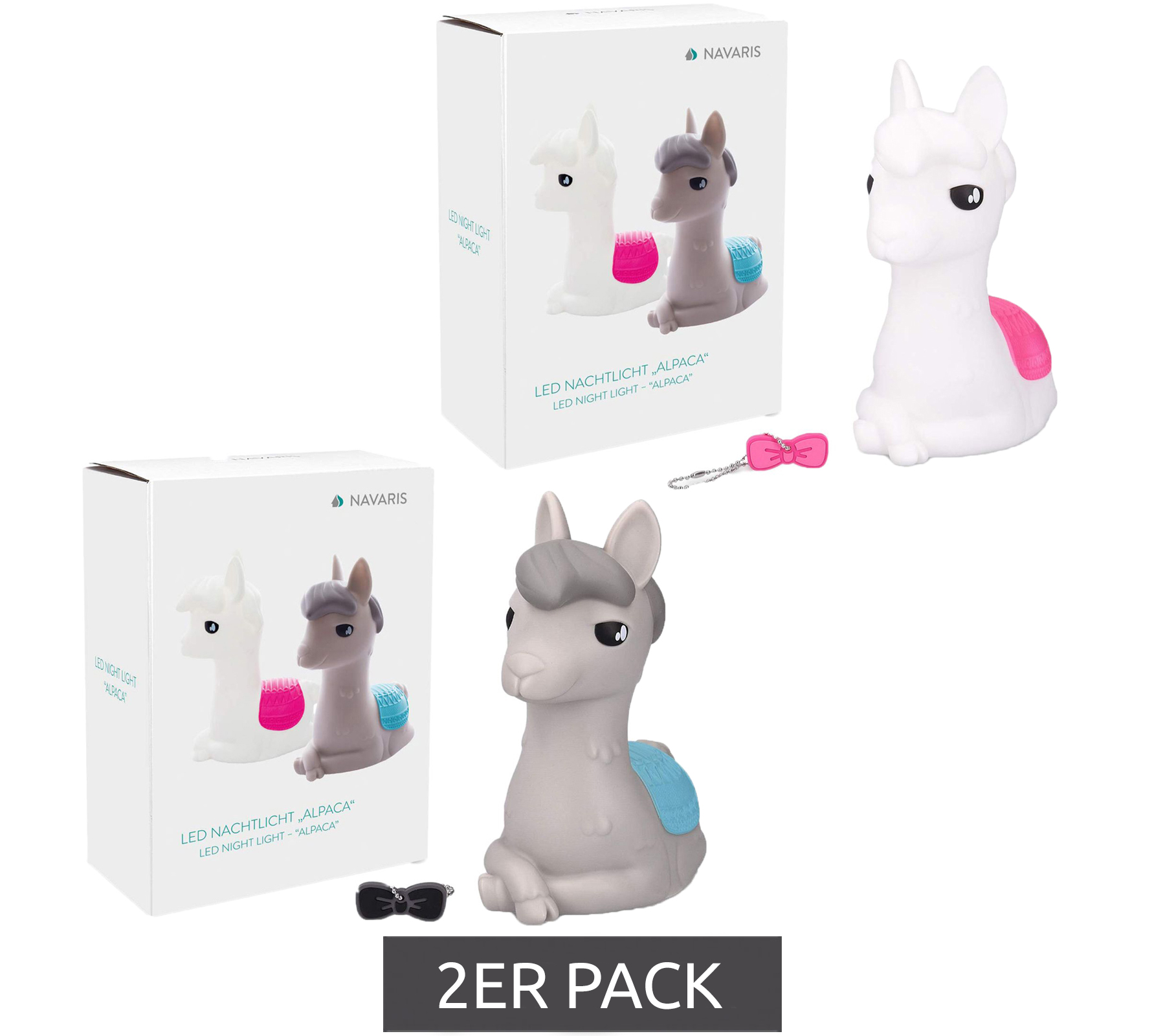 2er Pack NAVARIS Kinder LED Alpaka-Nachtlicht mit RGB-Farbwechsel batteriebetriebenes Schlummerlicht Grau/Blau oder Weiß/Rosa 2er Pack NAVARIS Kinder LED Alpaka-Nachtlicht mit RGB-Farbwechsel batteriebetriebenes Schlummerlicht Grau/Blau oder Weiß/Rosa von NAVARIS