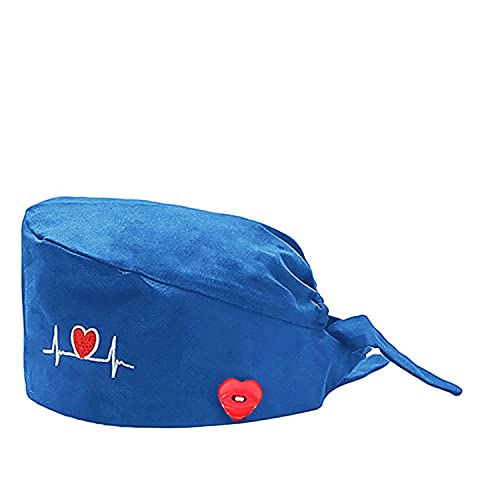 NAY Nalakey Bouffant Cap Schrubben Kappe mit Knöpfen Unisex Chemotherapie Pflege Kopfbedeckung Kopf Schutz Schönheitssalon Krankenhaus (Bunt Blau) von NAY