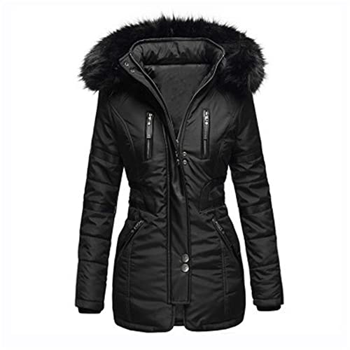 NAY Nalakey Damen Fleecejacke Winddichte Winterjacke Teddyjacke Outdoor-Winterjacke mit Kapuze und Tasche Frauen Wintermantel Parka Slim Fit von NAY