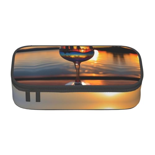 NBAGHPQ Großes Federmäppchen mit Sonnenuntergangs-Weinglas-Aufdruck, Schreibwaren-Organizer, Teenager, Studenten, Erwachsene NBAGHPQ Großes Federmäppchen mit Sonnenuntergangs-Weinglas-Aufdruck, Schreibwaren-Organizer, Teenager, Studenten, Erwachsene von NBAGHPQ