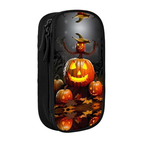 NBHDZENGW Halloween-Kürbis-Federmäppchen, großes Fassungsvermögen, doppellagig, individuell bedruckt, strapazierfähiges Polyester, Organizer für Schule, Büro, Reisen, Kunstbedarf, Make-up, Schwarz NBHDZENGW Halloween-Kürbis-Federmäppchen, großes Fassungsvermögen, doppellagig, individuell bedruckt, strapazierfähiges Polyester, Organizer für Schule, Büro, Reisen, Kunstbedarf, Make-up, Schwarz von NBHDZENGW
