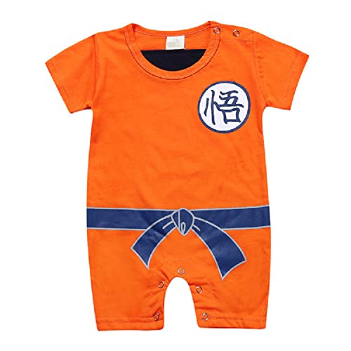 NCTCITY Animes Baby Strampler Kinder Overall Jumpsuit Neugeborenes Spielanzug mit Druckknopf Sommer Jungen Maedchen Kletterkleidung Cartoon Schlafanzug Super Saiyan Son Goku Son Gohan von NCTCITY