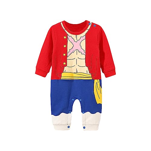 NCTCITY Baby Jungen Mädchen Spielanzug Unisex Bodys Einteiler Overall Neugeborene Strampler Kleinkinder Jumpsuit Anime Bodysuit Playwear mit Druckknopf Luffy Chopper Son Goku von NCTCITY