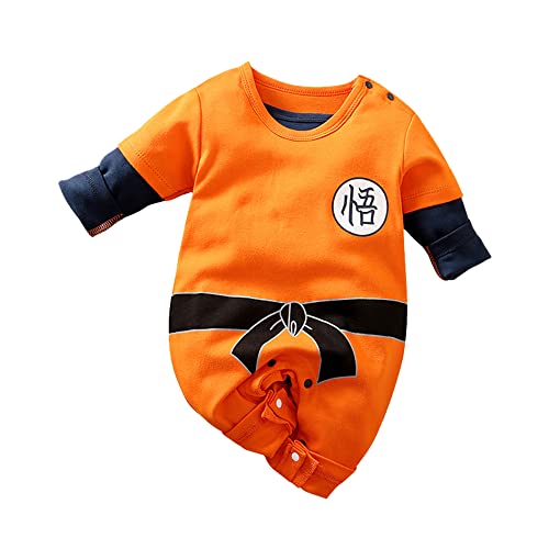 NCTCITY Baby Jungen Mädchen Spielanzug Unisex Bodys Einteiler Overall Neugeborene Strampler Kleinkinder Jumpsuit Anime Cosplay Bodysuit Playwear mit Druckknopf Luffy Chopper Son Goku von NCTCITY