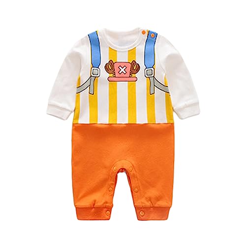 NCTCITY Baby Jungen Mädchen Spielanzug Unisex Bodys Einteiler Overall Neugeborene Strampler Kleinkinder Jumpsuit Anime Cosplay Bodysuit Playwear mit Druckknopf Luffy Chopper Son Goku von NCTCITY