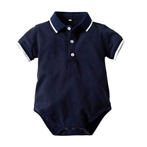 NCTCITY Baby Strampler Gentleman Overall V-Ausschnitt Jumpsuit Neugeborene Kleinkinder Jungen Polo Shirt Tops Taufe Hochzeit Kurzarm Bodysuit Playwear Sommer Spielanzug mit Druckknopf von NCTCITY