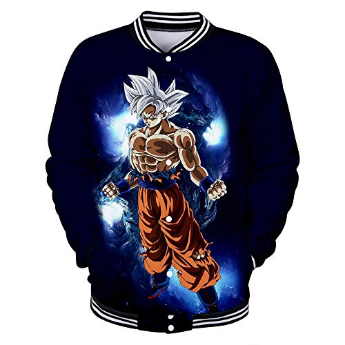 NCTCITY Baseball Jacke Mit der Taste 3D Digitaldruck Langarm Sweatshirts Lose Bequeme Warme Sweater Japanische Anime Super Saiyan Son Goku Son Gohan Tops Für Liebhaber Männer und Frauen von NCTCITY