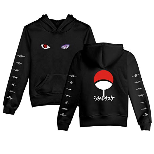 NCTCITY Kinder Kapuzenpullover Anime Loose Sweater Bedrucken Hoodie Sweatshirts Langarm Pullover Freizeit Hip Hop Tops Für Jungen Mädchen Uchiha Sharingan Ninjia von NCTCITY