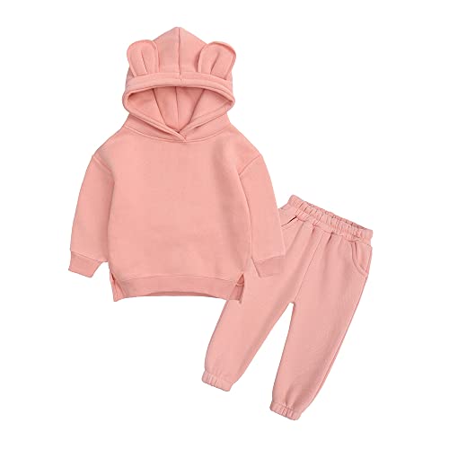 NCTCITY Kinder Warm Trainingsanzug Bekleidungsset Cartoon 3D Ohr Hoodie Oberteile + Freizeithose Outfit Jungen Mädchen Kapuzenhemd Tops + Hose Sweatshirt mit Sporthose Kleinkind Jogginganzug von NCTCITY