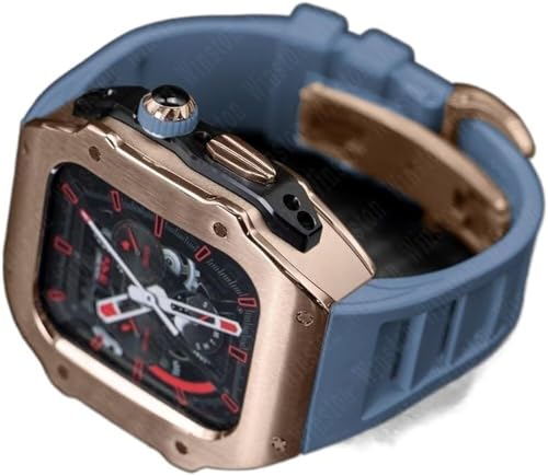 NDJQY RM Style Edelstahl-Uhrengehäuse + Gummi-Uhrenarmband, Mod-Kit, für Apple Watch Ultra 8, 7, 6, 5, 4, SE, 49 mm, 45 mm, 44 mm, Gummi-Uhrenarmband-Modifikationsset für Herren, 45 mm, Achat von NDJQY