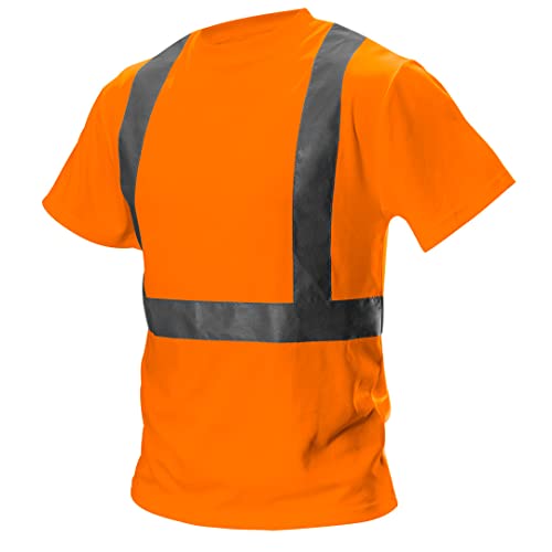 NEO TOOLS Herren Warnschutz-T-Shirt, Kurzarm, mit Rundhalsausschnitt, Neon-Farbe, reflektierenden Streifen, atmungsaktiv, 100% Polyester 150 g/m11, Größe: XXL, orange von NEO TOOLS