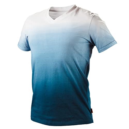 NEO TOOLS T-Shirt Denim blau schattiertes Herren, Größen S-3XL, 100% Baumwolle, 180 g/m2, Marineblau bis weiß, gekrempelte Ärmel, Flacher Ausschnitt (XXXL) von NEO TOOLS