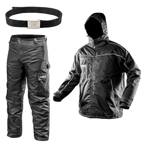 NEO TOOLS Thermo Männer Winter Arbeitshose oder Set mit Winter Arbeitsjacke Gr. S(48) - 3XL(58) | Robuste, Warme, wasserdichte, Winddichte aus Verstärktem Oxford-Gewebe Gr. M von NEO TOOLS