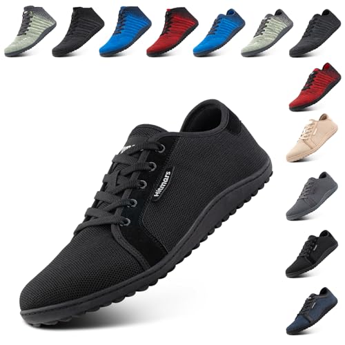 NEOKER Barfußschuhe Unisex Weit Zehenschuhe Herren Damen Leicht Minimalistische Walkingschuhe Fitnessschuhe Laufschuhe Breiter Casual Sneaker Schwarz 39 EU von NEOKER