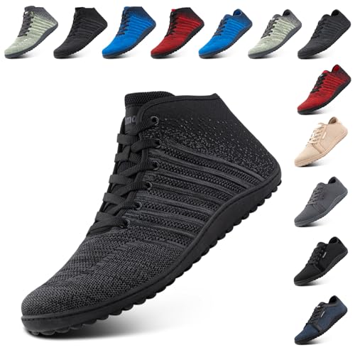 NEOKER Barfußschuhe Unisex Weit Zehenschuhe Herren Damen Minimalistische Leicht Walkingschuhe Fitnessschuhe Laufschuhe Breiter Casual Sneaker Schwarz 42 EU von NEOKER