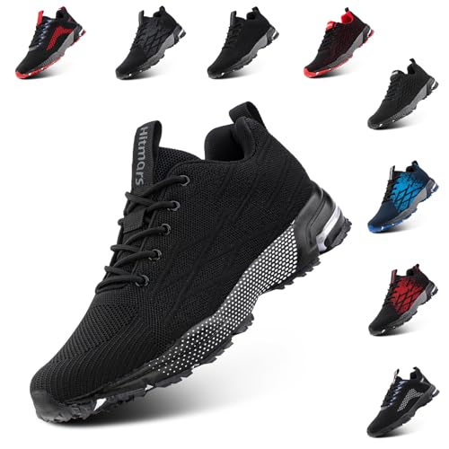 NEOKER Laufschuhe Herren Turnschuhe Damen Sportschuhe Leicht Straßenlaufschuhe Unisex Schnürung Atmungsaktiv rutschfeste ALI-1Schwarz EU37 von NEOKER