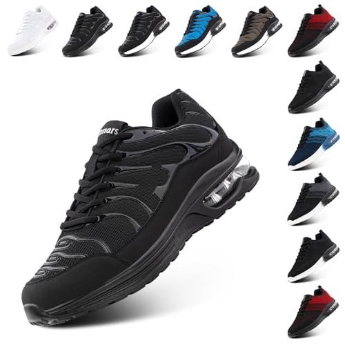 NEOKER Turnschuhe Damen Herren Laufschuhe Sportschuhe Running Shoes Tennisschuhe Air Sneakers Fitnessschuhe Leicht Outdoor Weit Gym Schwarz EU 39 von NEOKER