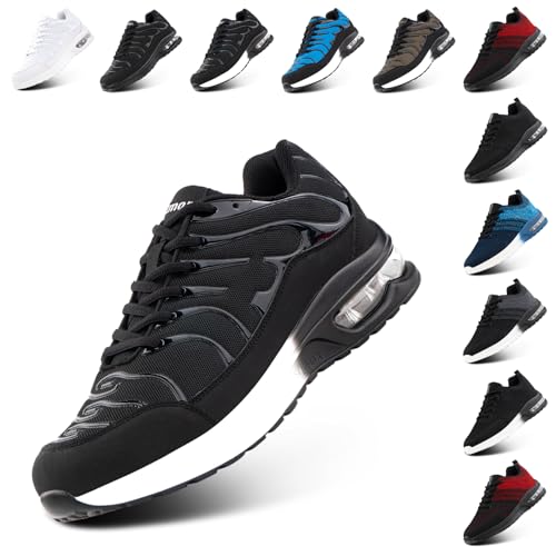 NEOKER Turnschuhe Damen Herren Laufschuhe Sportschuhe Running Shoes Tennisschuhe Air Sneakers Fitnessschuhe Leicht Outdoor Weit Gym Schwarz Weiß EU 40 von NEOKER