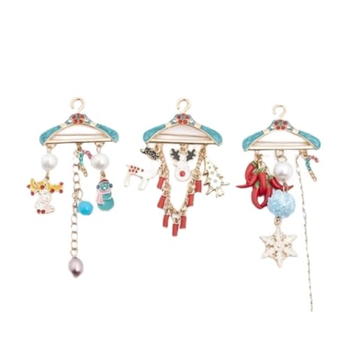 Damen Brosche Elegant Brosche Perle Anhänger Pin Pin Aufhänger Anhänger Brosche Weihnachtsabzeichen Nette Schneemann Brosche Brosche Pins Damen Brosche Elegant Vintage (Color : Three PCS, Size : One von NESPIQ