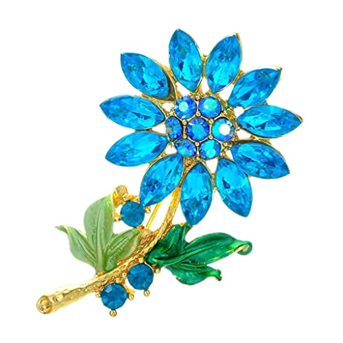 Damen Brosche Elegant Broschen Für Frauen Sonnenblume All Match Mode Brosche Sonnenblume Schnalle Pflanze Weibliche Blumenbroschen Für Frauen Damen Brosche Elegant Vintage (Color : Blue, Size : One von NESPIQ