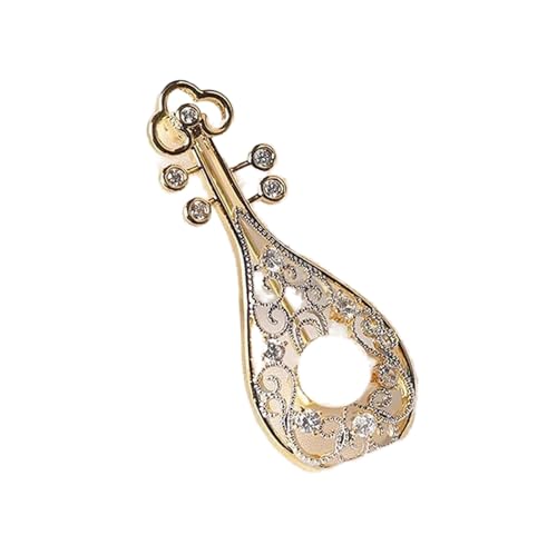 Damen Brosche Elegant Chinesische Pipa Retro Brosche Pins, Klassische Hohle Musikinstrument Broschen Schmuck, Modische Kleidung Accessoires Damen Brosche Elegant Vintage von NESPIQ