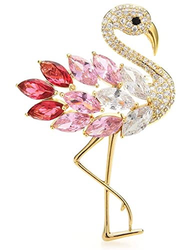 Damen Brosche Elegant Elegante Luxus-Flamingo-Vogel-Brosche Zirkonia-Vogel-Hochzeits-Bankett-Brosche Exquisite Broschen Damen Brosche Elegant Vintage von NESPIQ