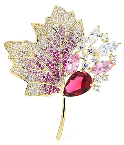 Damen Brosche Elegant Maple Leaf Brosche Damen Mode Accessoires Damen Elegante Glänzende Kristall Hochzeit Brosche Damen Brosche Elegant Vintage(Size:Grün) von NESPIQ