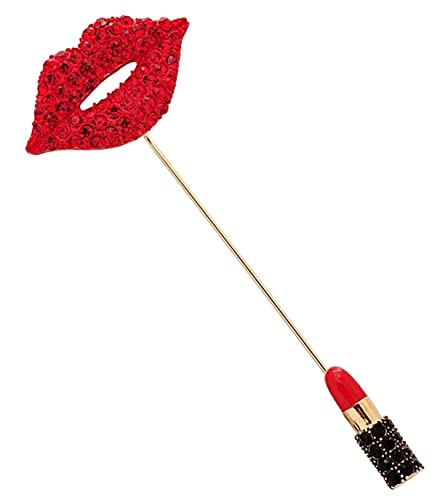 Damen Brosche Elegant Rote Lippen Lippenstift Brosche Pins Glänzende Künstliche Strass Brosche Revers Kleidung Corsage Damen Geburtstag Prom Zubehör Damen Brosche Elegant Vintage von NESPIQ